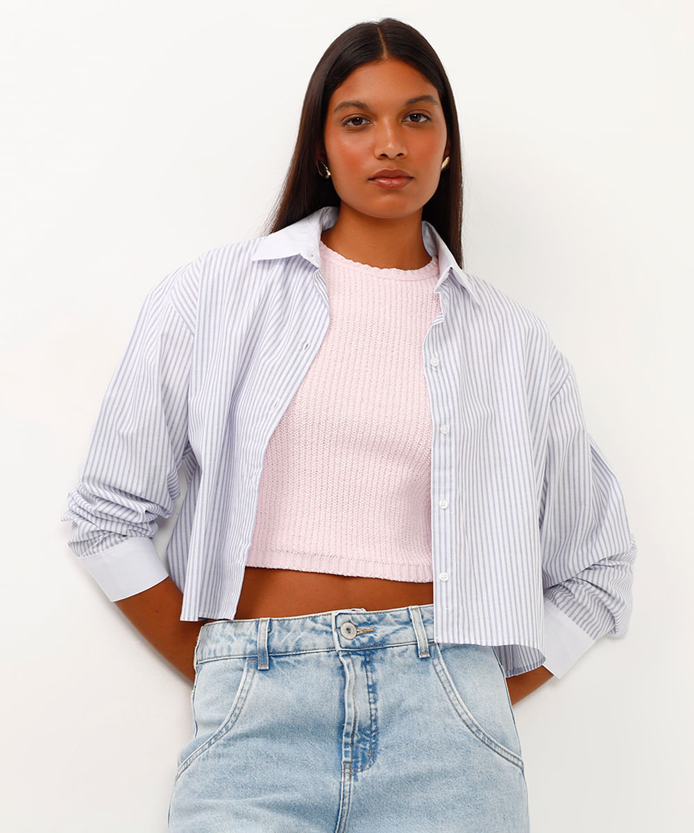 cropped de tricot trançado rosa