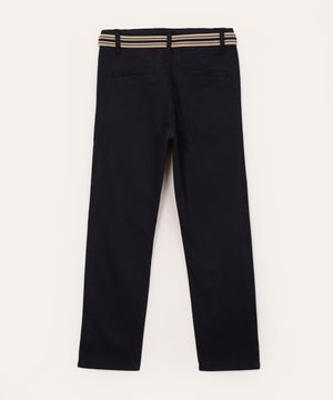 calça slim infantil de sarja com cinto azul