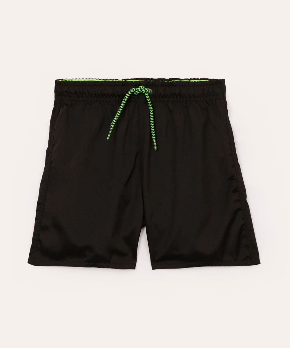 bermuda infantil com elástico e cordão preto