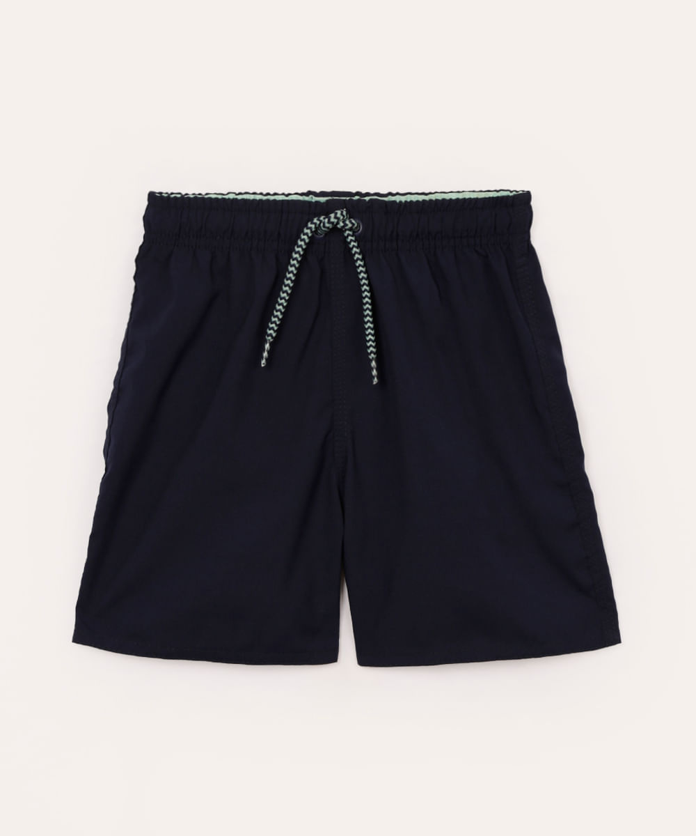 bermuda infantil com elástico e cordão azul marinho