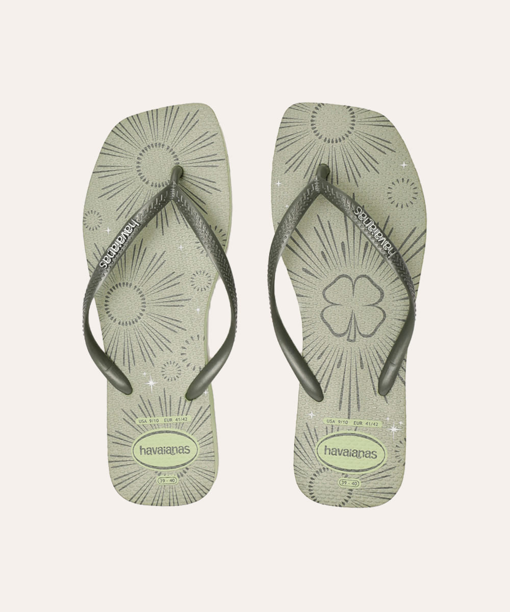 chinelo havaianas slim square metallic party verde