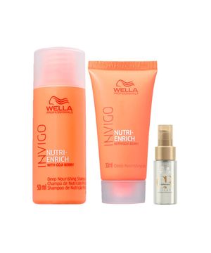 Kit Wella Professional Invigo Enrich - Shampoo 50ml e Máscara 30ml e Óleo Oil Reflections Light 30ml