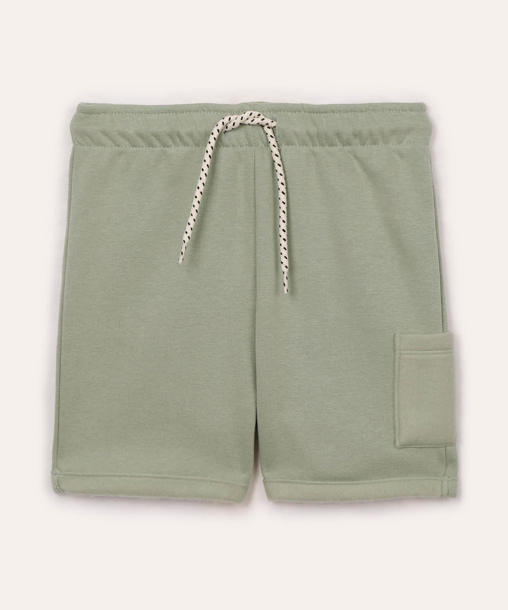 bermuda infantil de algodão com bolso - verde