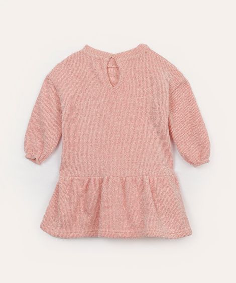 vestido de tricot infantil com brilho rosa