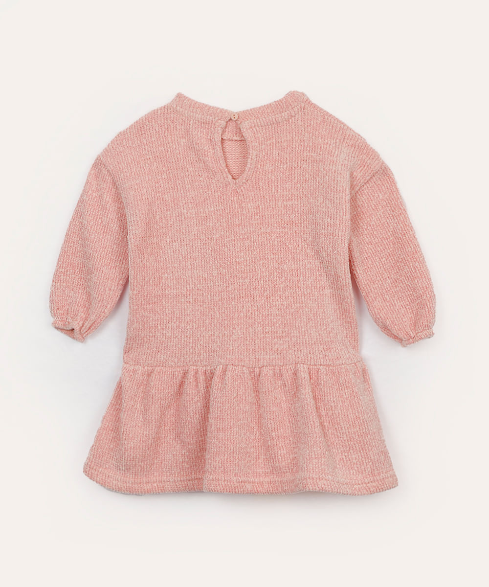 vestido de tricot infantil com brilho rosa
