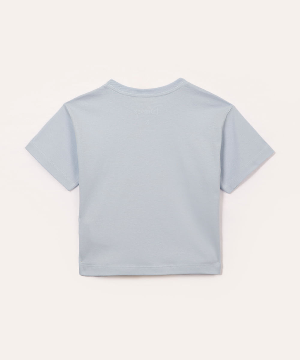 camiseta de algodão infantil stitch holográfico azul