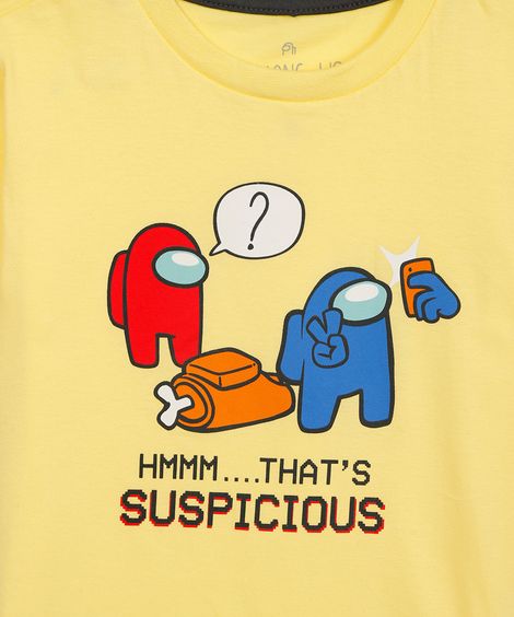 camiseta de algodão infantil among us manga curta amarelo