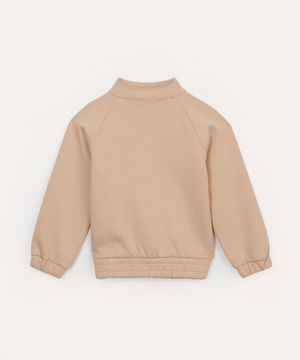 blusa de moletom infantil gola alta bege
