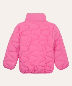 jaqueta puffer infantil gola alta ondas rosa