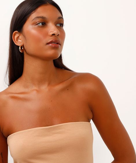blusa de viscose sem alça bege