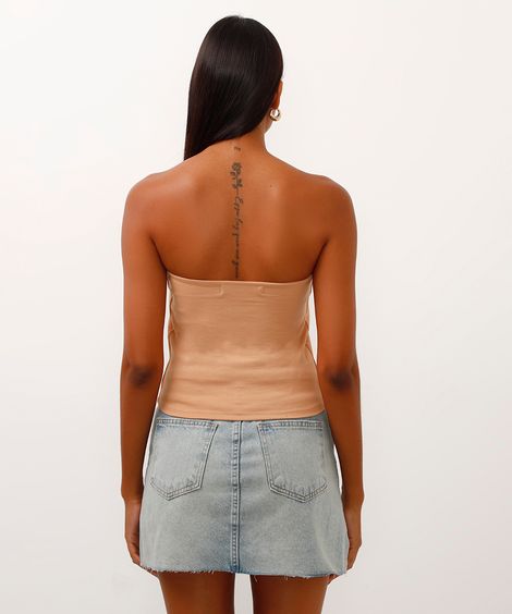 blusa de viscose sem alça bege