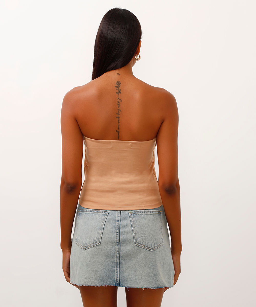 blusa de viscose sem alça bege