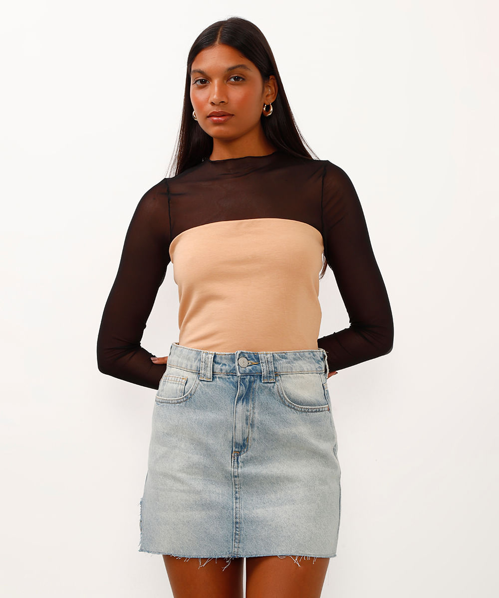 blusa de viscose sem alça bege