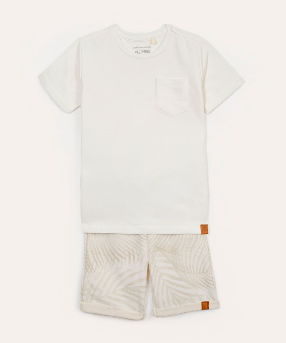 conjunto de moletinho infantil folhagens branco