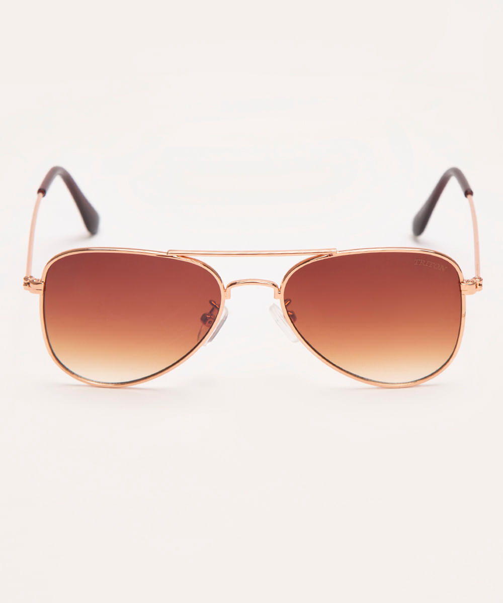 óculos de sol unissex aviador triton dourado