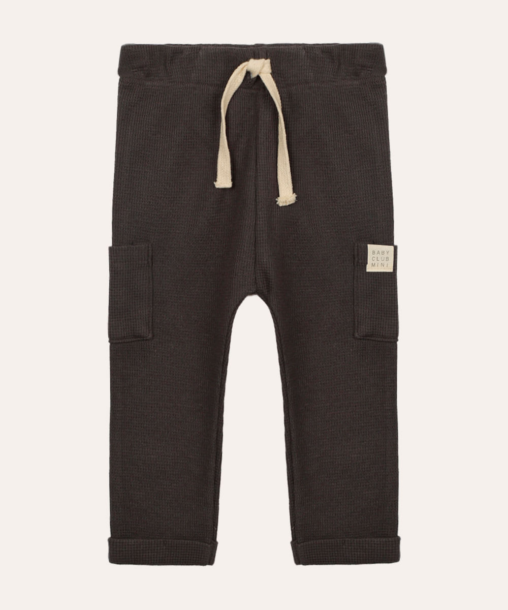 calça de algodão infantil cinza