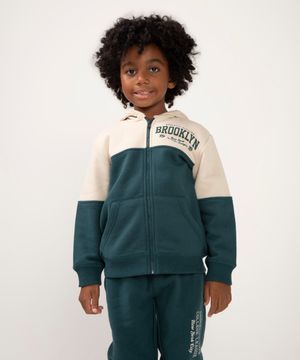 jaqueta de moletom bicolor infantil brooklyn verde