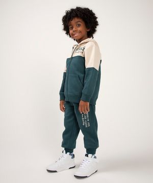 jaqueta de moletom bicolor infantil brooklyn verde