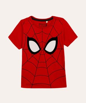camiseta de algodão infantil homem aranha manga curta vermelha