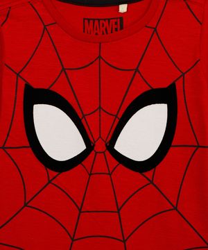 camiseta de algodão infantil homem aranha manga curta vermelha