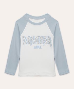 blusa de algodão infantil dreamer com brilho azul