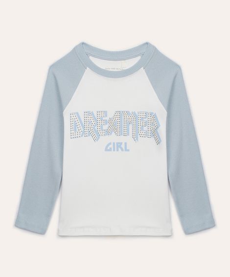 blusa de algodão infantil dreamer com brilho azul