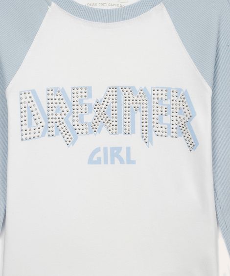 blusa de algodão infantil dreamer com brilho azul