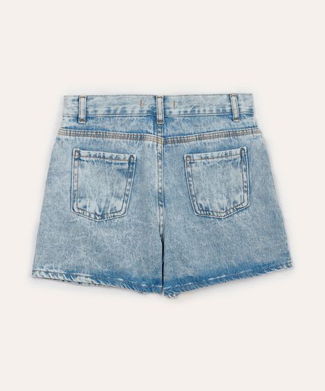 short saia jeans transpassado infantil azul