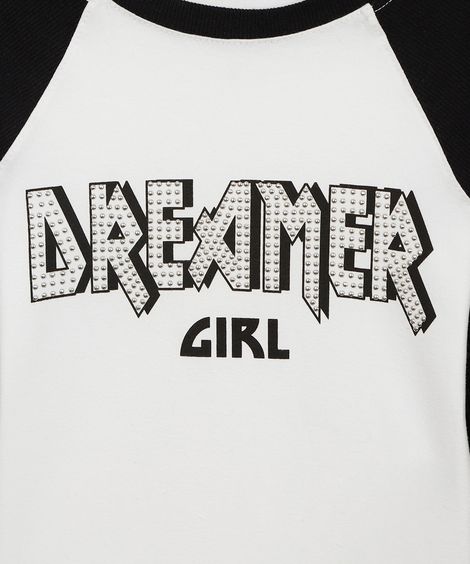 blusa de algodão infantil dreamer com brilho preto