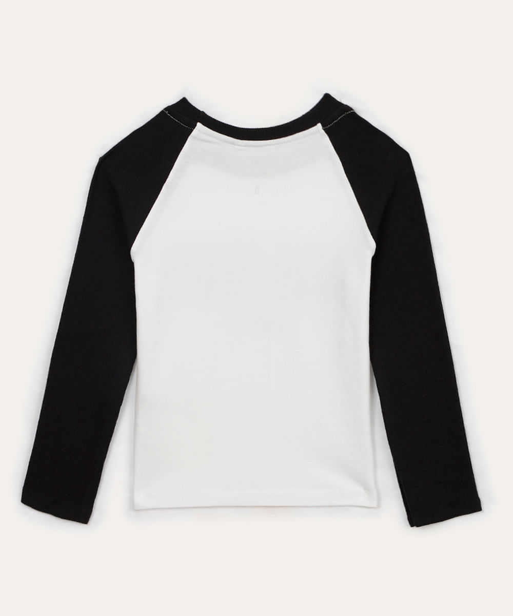 blusa de algodão infantil dreamer com brilho preto
