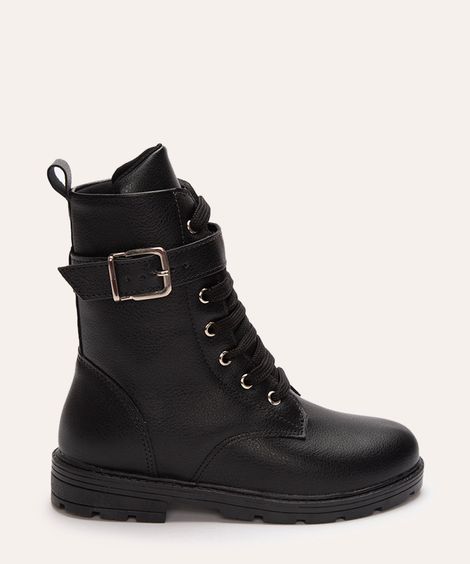 bota coturno infantil com fivela preto