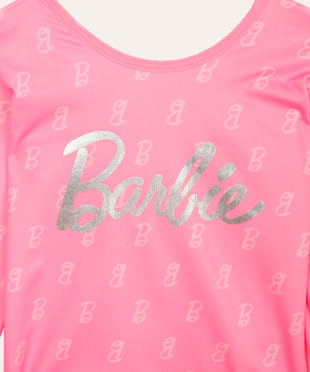 body e saia infantil barbie rosa