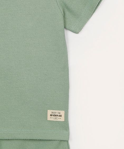 conjunto de algodão infantil texturizado manga curta verde
