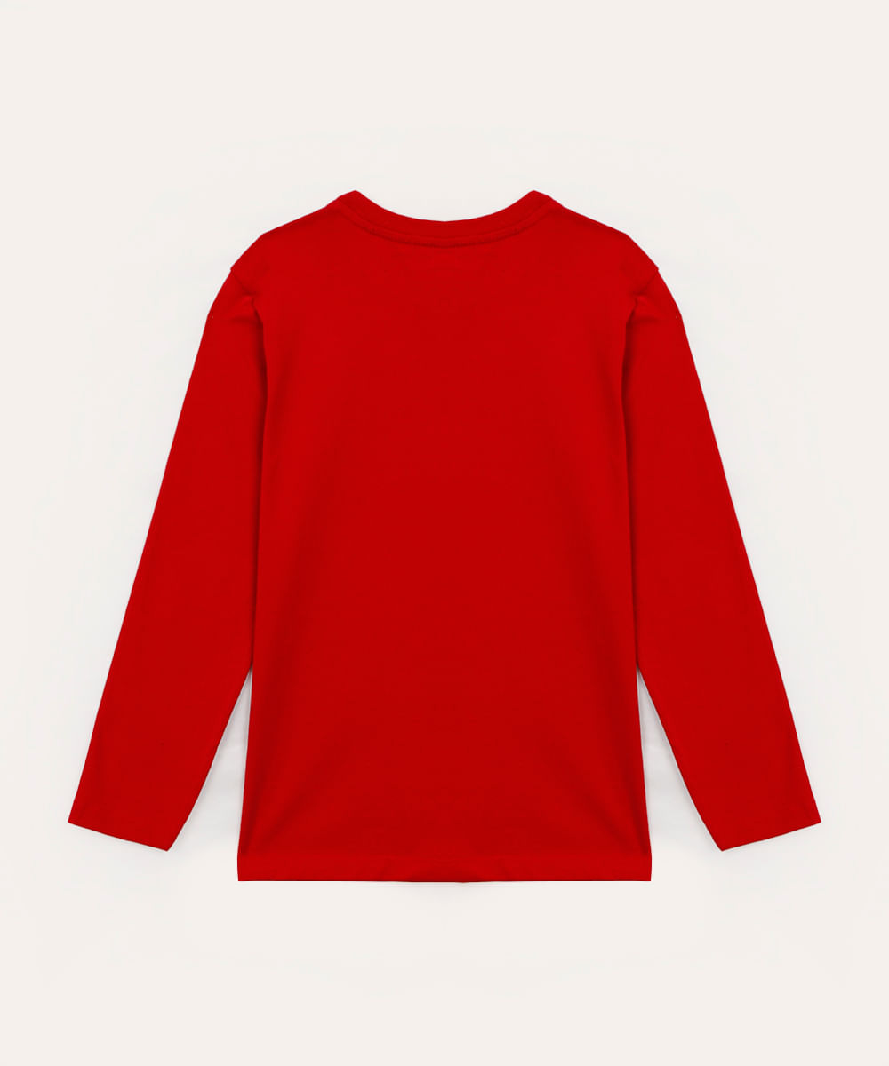 camiseta infantil de algodão enaldinho manga longa vermelho escuro