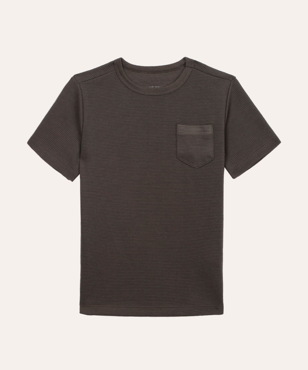 camiseta de algodão canelado infantil cinza