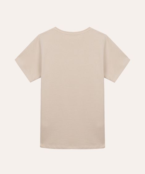 camiseta de algodão juvenil texturizada manga curta bege