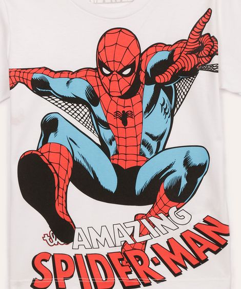 camiseta de algodão infantil homem aranha manga curta branca