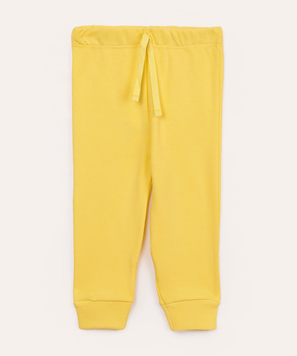 calça jogger de algodão infantil amarela