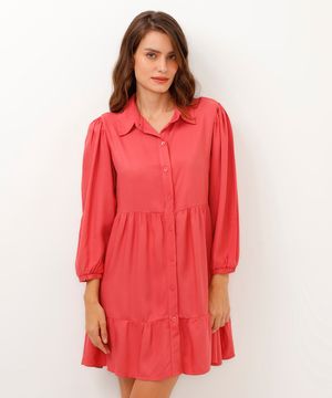 vestido chemise de viscose rosa