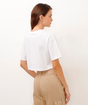 camiseta de algodão cropped manhattan off white