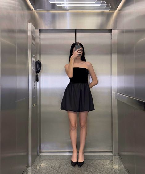vestido curto balonê mindset preto