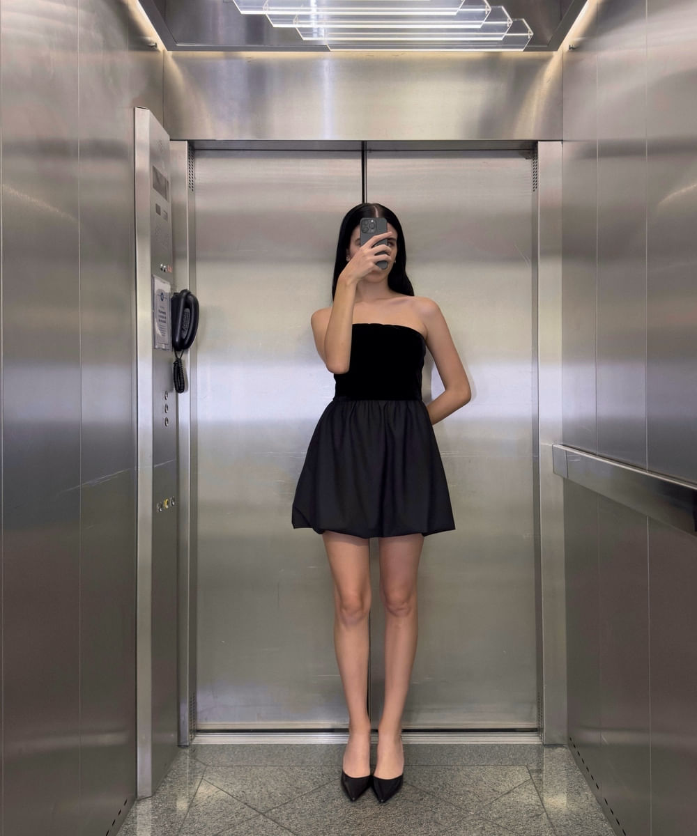 vestido curto balonê mindset preto