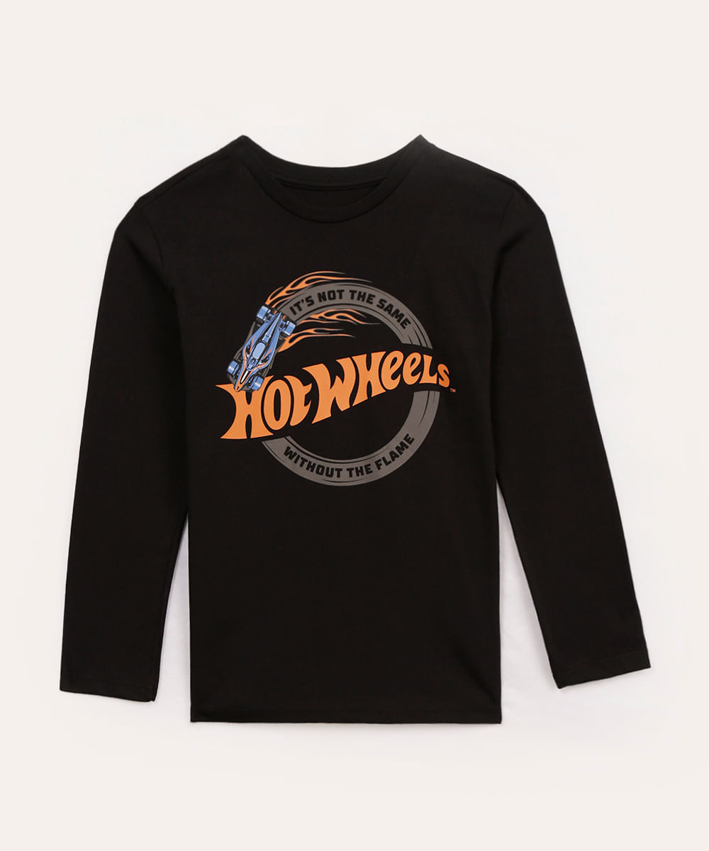 camiseta de algodão infantil hot wheels preto