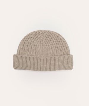 gorro de tricot canelado bege