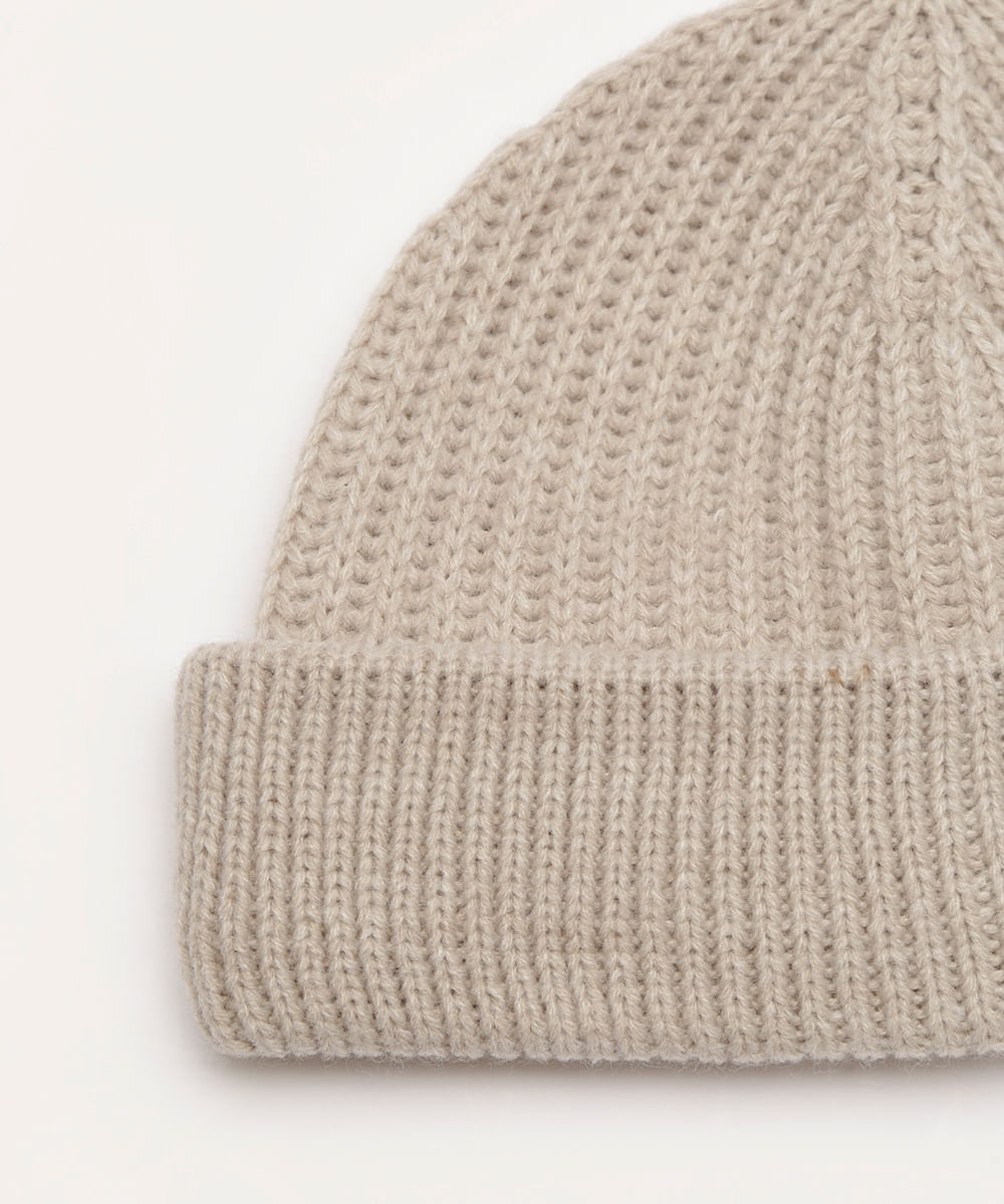 gorro de tricot canelado bege