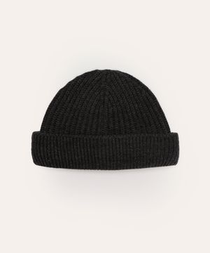 gorro de tricot canelado cinza