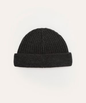 gorro de tricot canelado cinza