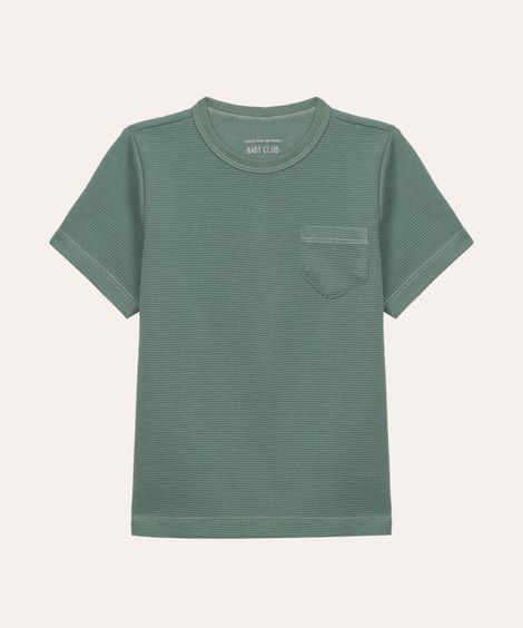 camiseta infantil texturizada com bolso manga curta verde