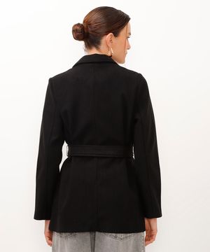 casaco aveludado gola clássica com faixa preto
