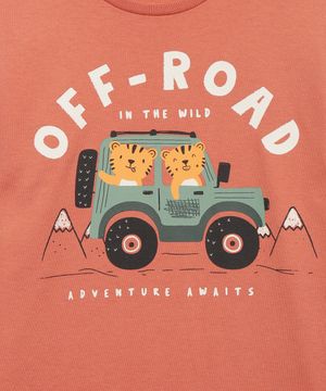 camiseta de algodão infantil off road manga longa vermelha